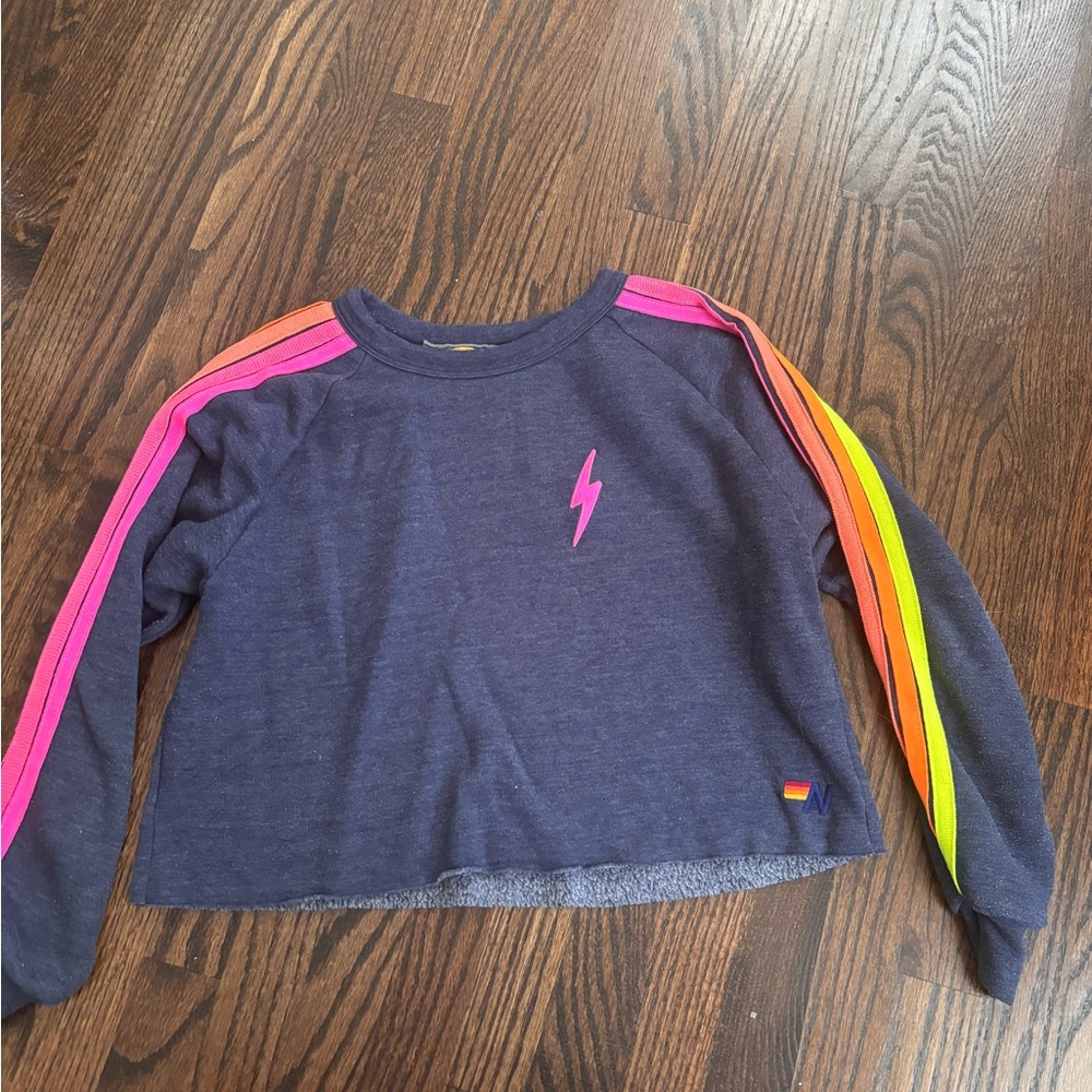 Neon aviator nation cropped crewneck
